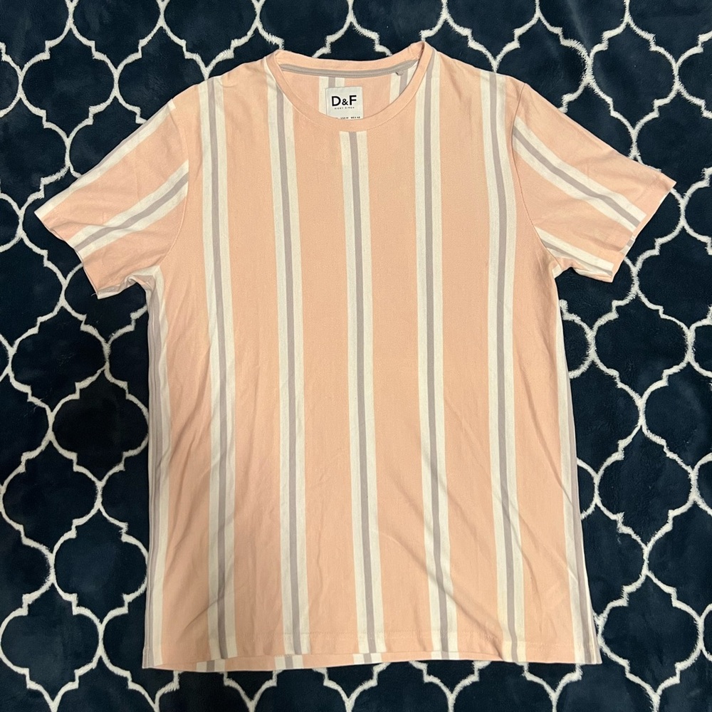 D&F peach and white striped t-shirt